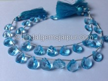 Sky Blue Topaz Double Concave Cut Heart Beads